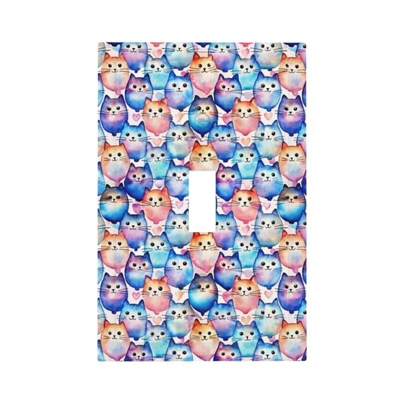 Disketp Cartoon colorful cute cat Decorator Light Switch or Receptacle Outlet Wall Plate Decorator Wall Plate Child Safe Outlet Cover-Style T