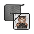 thumbnail image 1 of Disketp Cat Holding Mugshot Sign Pot Holders Kitchen Insulation Mats Heat Resistant Pot-Holder Oven Anti-Scald Pads for Cooking Baking, 7.1*7.1inch, 1 of 8