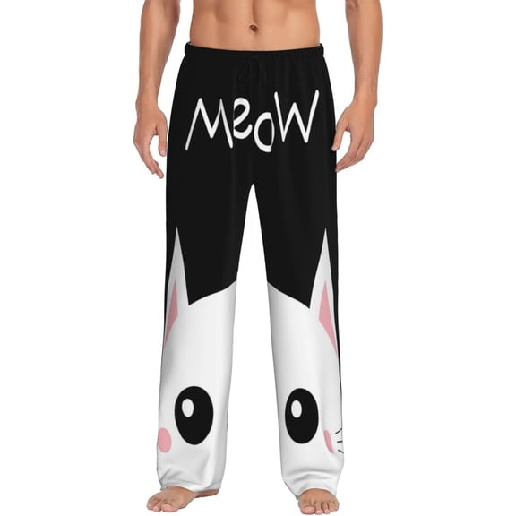Disketp Cat Meow Men'S Pajama Pants - Ultra Soft Fleece Sleep And Lounge Pants (Size: S-Xxl)