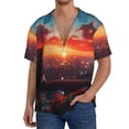 thumbnail image 1 of Disketp Cat Watching City Sunset Men's Hawaiian, Shirts Button Down Holiday Beach Shirts-{sizeName}-Medium, 1 of 5
