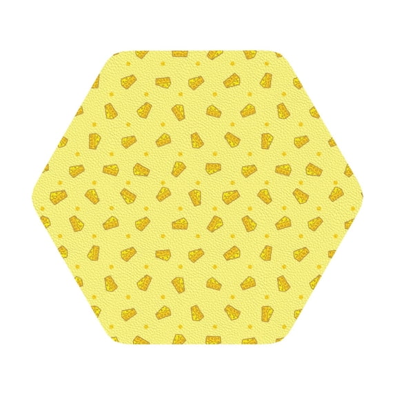 Disketp Cheese 1 Funny Coasters,6 Pcs Leather Coasters with Holder, Perfect Housewarming Hostess Gifts,Protect Furniture from Water Marks Scratch and Damage,Hexagon