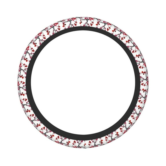 Disketp Cherry Blossoms Elastic Microfiber Steering Wheel Cover for Truck,SUV,Cars,Universal 15 inch,Anti-Slip