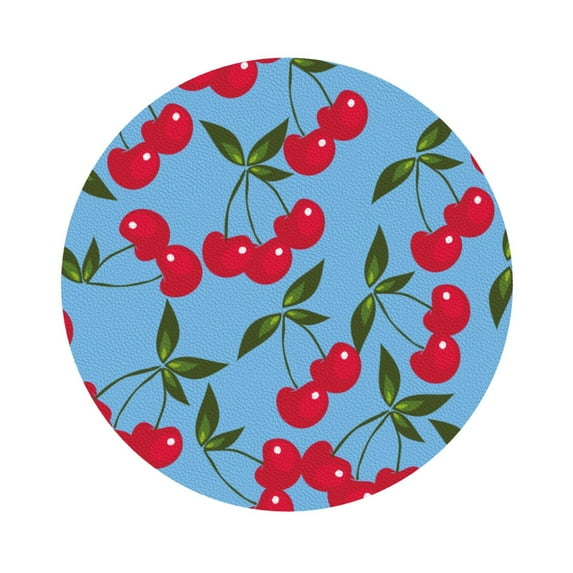 Disketp Cherry Funny Coasters,4 Pcs Leather Coasters With Holder, Perfect Housewarming Hostess Gifts,Protect Furniture From Water Marks Scratch And Damage