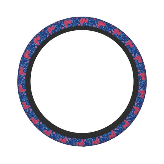 Disketp Chicken and Rooster Elastic Microfiber Steering Wheel Cover for Truck,SUV,Cars,Universal 15 inch,Anti-Slip