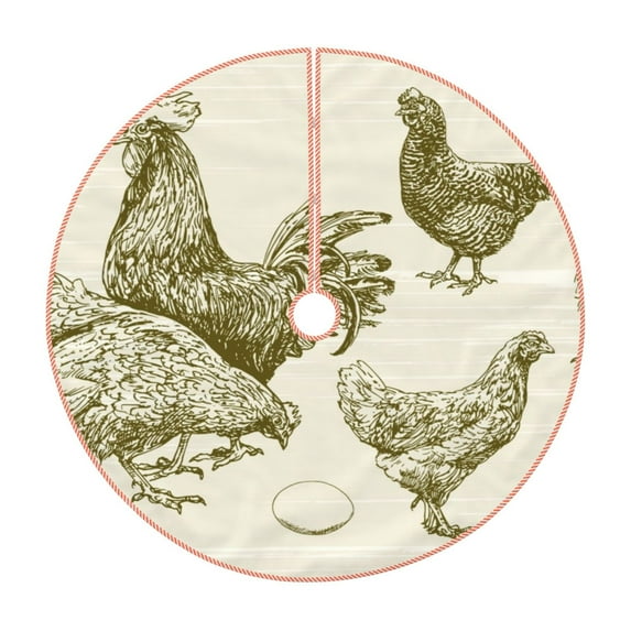 Disketp Chickens Christmas Tree Skirt, Christmas Tree Decorations, Christmas Decor, Tree Mat Decoration(30-48IN)-30"