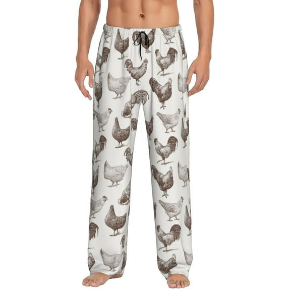 Disketp Chickens Men's Pajama Pants - Ultra Soft Fleece Sleep and Lounge Pants (Size: S-XXL)-Large
