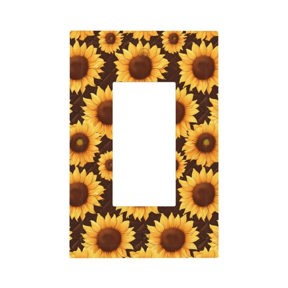 Disketp Chocolate Plaid Sunflower Decorative Light Switch or Outlet Wall Plate with Safety Cover-Style U