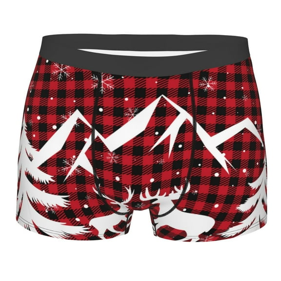 Disketp Christmas Buffalo Plaid Men'S Boxer Briefs,Soft And Breathable Cotton Underwear With Comfortflex Waistband