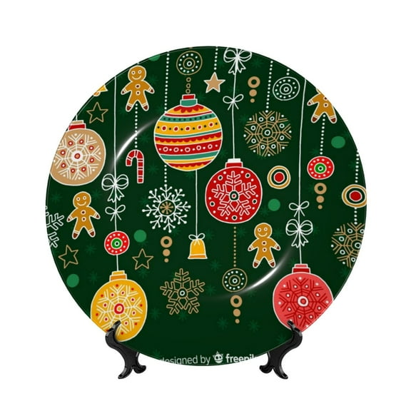 Disketp Christmas Ceramic Plate Dinner Plates Bone China Decorative Plates Art Ceramic Ornaments for Wall Hanging Decoration -6in