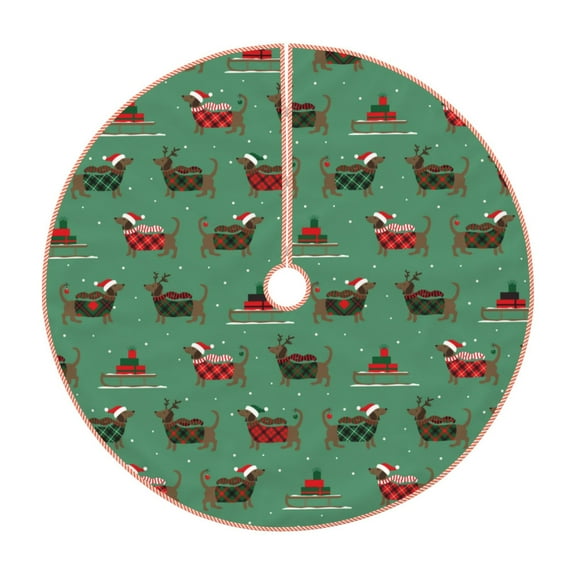 Disketp Christmas Dachshund Christmas Tree Skirt, Christmas Tree Decorations, Christmas Decor, Tree Mat Decoration(30-48IN)-30"
