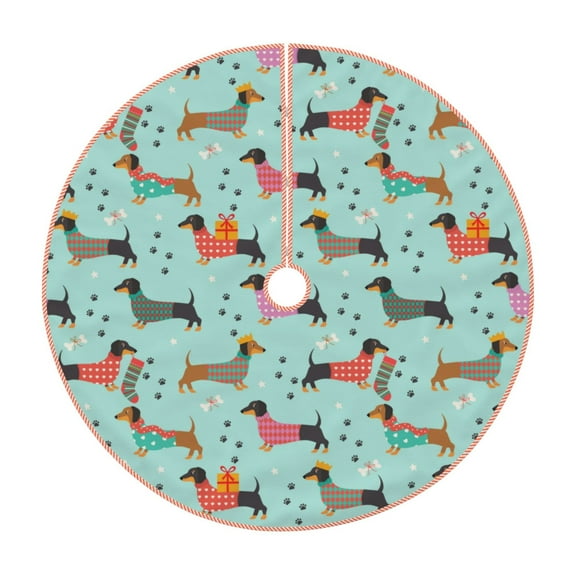 Disketp Christmas Dachshund Christmas Tree Skirt, Christmas Tree Decorations, Christmas Decor, Tree Mat Decoration(30-48IN)-30"