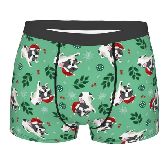Disketp Christmas French Bulldog Men'S Boxer Briefs,Soft And Breathable Cotton Underwear With Comfortflex Waistband