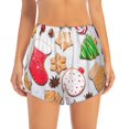 thumbnail image 1 of Disketp Christmas Gingerbread Cookies Print Women's Shorts Workout Shorts for Athletic Gym Running Shorts with Phone Pockets Large, 1 of 8