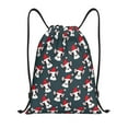 thumbnail image 1 of Disketp Christmas Hat Cute Puppy A Drawstring Backpack Drawstring Gym Bags Draw String Bags for Sports, Gym, Travel, Swimming, Beach-Small, 1 of 6
