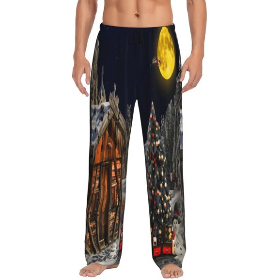Disketp Christmas Landscape Men'S Pajama Pants - Ultra Soft Fleece Sleep And Lounge Pants (Size: S-Xxl)