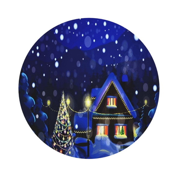 Disketp Christmas Night Funny Coasters,6 Pcs Leather Coasters With Holder, Perfect Housewarming Hostess Gifts,Protect Furniture From Water Marks Scratch And Damage