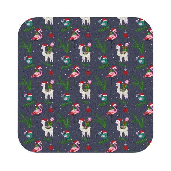 Disketp Christmas Party Funny Coasters,6 Pcs Leather Coasters with Holder, Perfect Housewarming Hostess Gifts,Protect Furniture from Water Marks Scratch and Damage,Square
