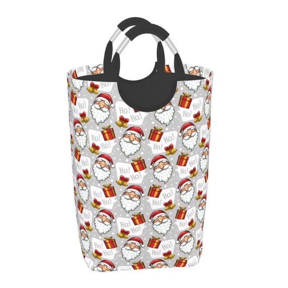 Disketp Christmas Santa Claus Square Laundry Bag Large Collapsible Dirty Clothes Bags With Handles Waterproof Essentials Storage For College Dorm, Family