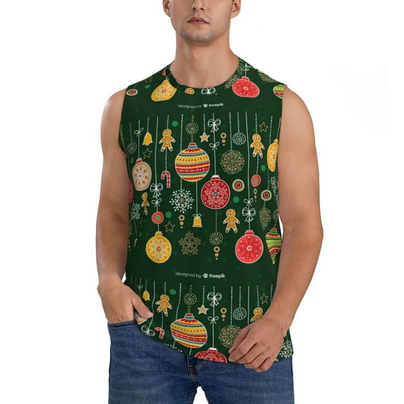 Disketp Christmas Sleeveless Tshirts For Men, Muscle Shirts For Men Dry Fit Tank Top-Small