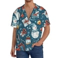 thumbnail image 1 of Disketp Christmas Snowman Gift Men's Hawaiian, Shirts Button Down Holiday Beach Shirts-{sizeName}-X-Large, 1 of 5