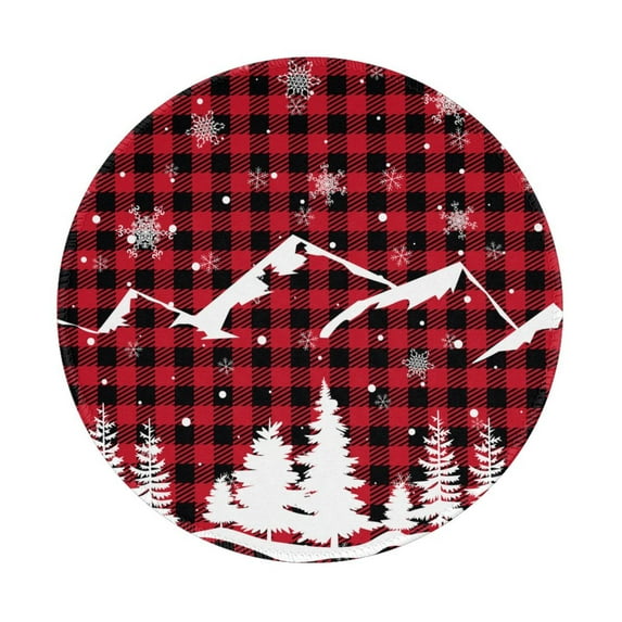 Disketp Christmas Tree Buffalo Plaid Small Mouse Pad 7.9x7.9 Inches,Washable Round Mousepad For Office Laptop Computer,Non-Slip Rubber Base Mouse Pads For Wireless Mouse