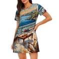 thumbnail image 1 of Disketp Coastal Style Garden Villa for Womens Short Sleeve Sleepshirt Scoopneck Cute Nightdress Comfy Nightgown, 1 of 6