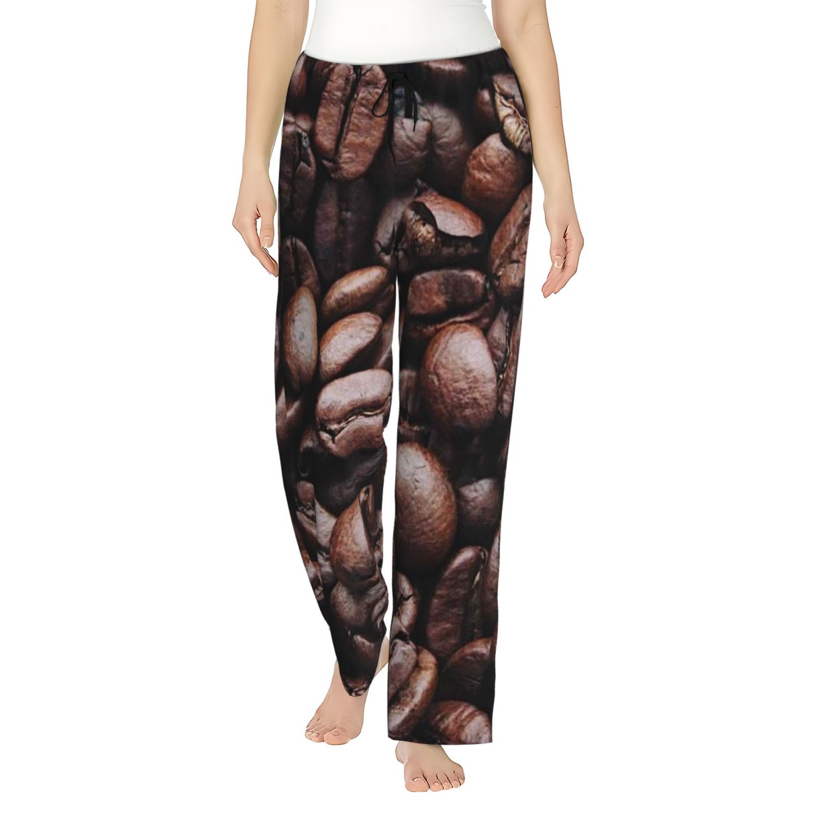 Disketp Coffee Bean Print Women'S Comfy Pajama Pants Casual Drawstring