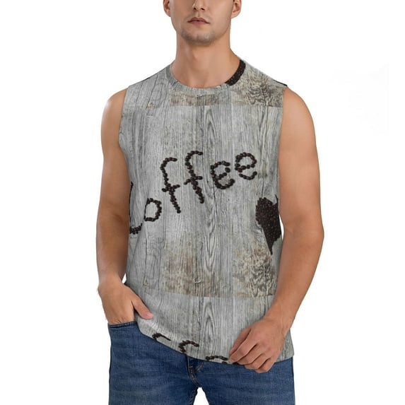 Disketp Coffee Beans On Board Sleeveless Tshirts For Men, Muscle Shirts For Men Dry Fit Tank Top-X-Large