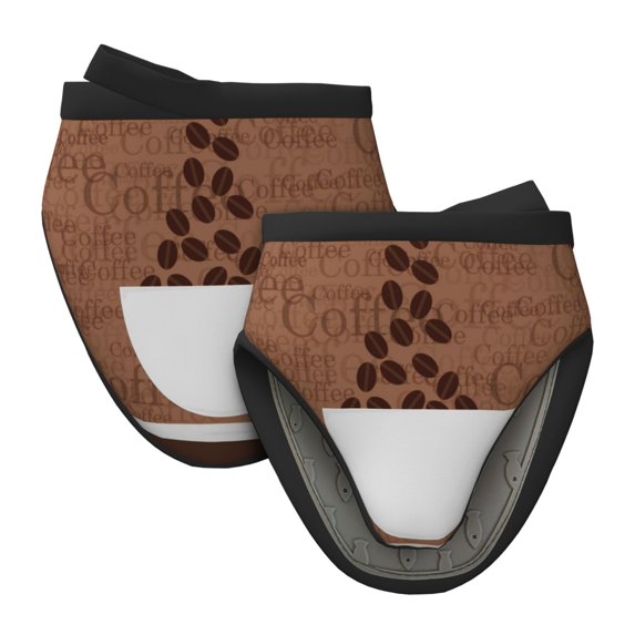 Disketp Coffee Cafe Cup Non-Slip Mini Oven Mitt Set, Short Oven Mitts for Baking Grilling Barbecue Microwave, 5.9"x5.9"in