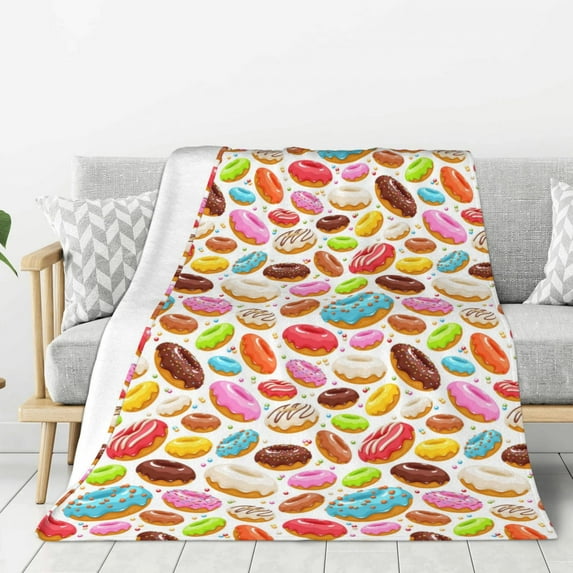 Disketp Color Donut Cozy Flannel Fleece Throw Blanket: Has a velvety texture for All Seasons - Perfect for Women, Men, & Kids"40"x30"