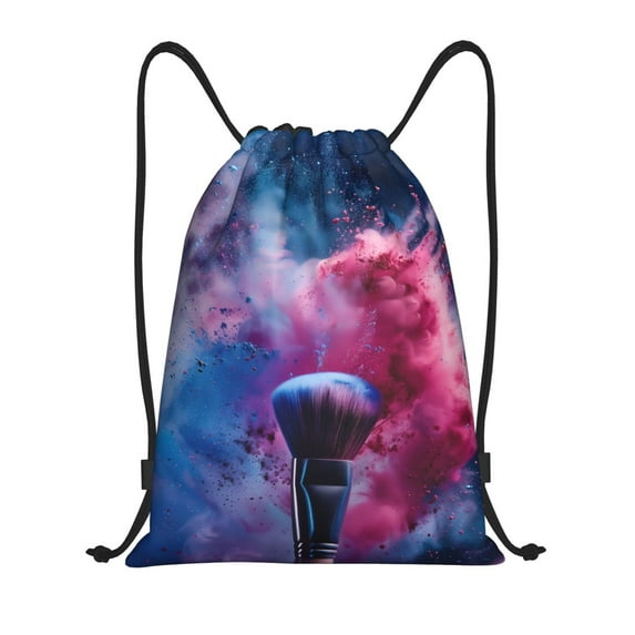 Disketp Color Explosion Makeup Brush Drawstring Backpack Drawstring Gym Bags Draw String Bags for Sports, Gym, Travel, Swimming, Beach-Small
