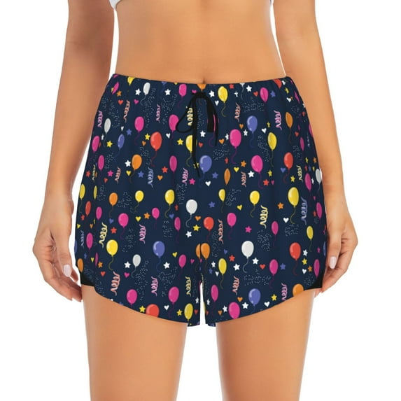 Disketp Colored Balloons Print Women's Shorts Workout Shorts for Athletic Gym Running Shorts with Phone Pockets Medium