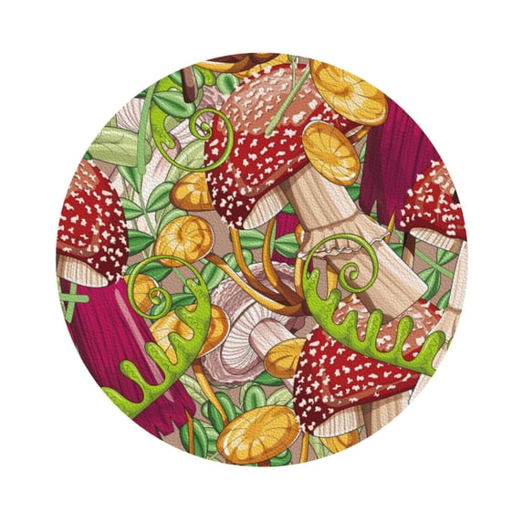 Disketp Colored Large Mushrooms And Leaves Funny Coasters,4 Pcs Leather Coasters With Holder, Perfect Housewarming Hostess Gifts,Protect Furniture From Water Marks Scratch