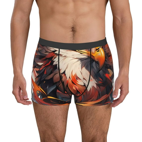 Disketp Colorful Abstract Eagle Men's Boxer Briefs,Soft and Breathable Cotton Underwear with ComfortFlex Waistband-XX-Large
