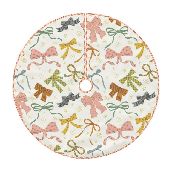 Disketp Colorful Bow Knots1 Christmas Tree Skirt, Christmas Tree Decorations, Christmas Decor, Tree Mat Decoration(30-48IN)-30"