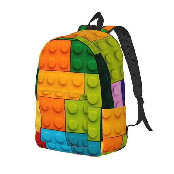 Building Rucksack Disketp Colorful Building Blocks Canvas Backpack Lightweight Travel ...