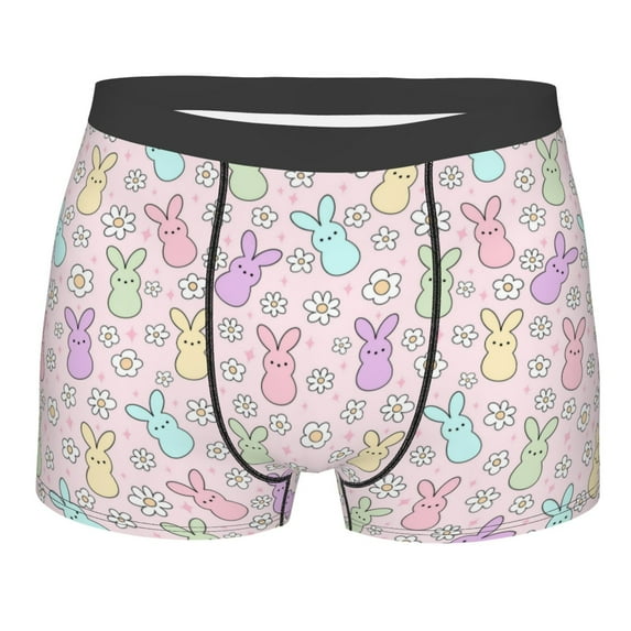 Disketp Colorful Bunny Men's Boxer Briefs,Soft and Breathable Cotton Underwear with ComfortFlex Waistband