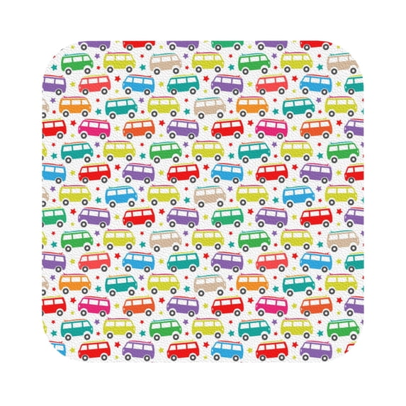 Disketp Colorful Bus Funny Coasters,6 Pcs Leather Coasters with Holder, Perfect Housewarming Hostess Gifts,Protect Furniture from Water Marks Scratch and Damage,Square