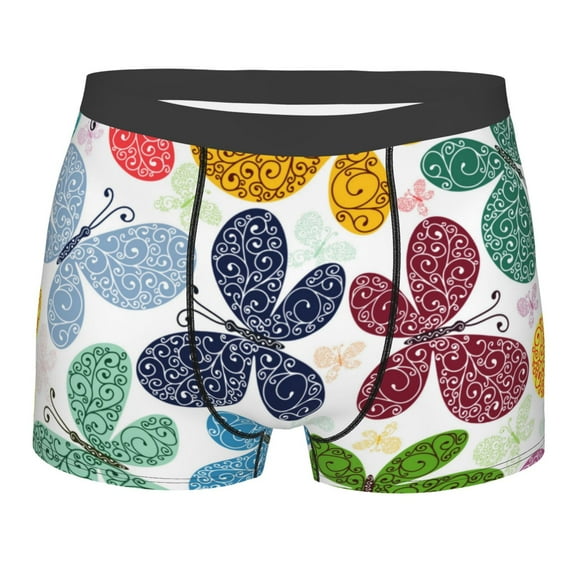 Disketp Colorful Butterflies Men'S Boxer Briefs,Soft And Breathable Cotton Underwear With Comfortflex Waistband