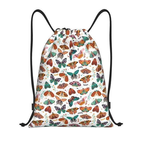 Disketp Colorful Butterfly Drawstring Backpack Drawstring Gym Bags Draw String Bags for Sports, Gym, Travel, Swimming, Beach-Small