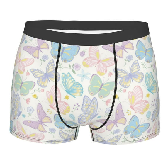 Disketp Colorful Butterfly Men's Boxer Briefs,Soft and Breathable Cotton Underwear with ComfortFlex Waistband