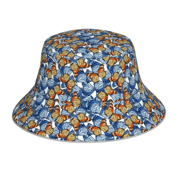 Disketp Colorful Butterfly1 Print Reflective Bucket Hat Beach Hat Summer Travel Sun Hats Fisherman Cap