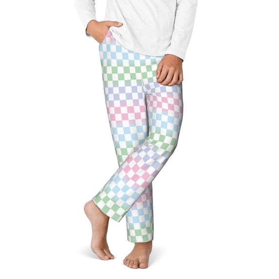 Disketp Colorful Checkerboard for Teenagers' Pajama Pants ,Lounge Pants Teen joggers Ideal for Home, School, or Sports-Large
