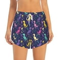 thumbnail image 1 of Disketp Colorful Dinosaur Print Women's Shorts Workout Shorts for Athletic Gym Running Shorts with Phone Pockets Small, 1 of 8