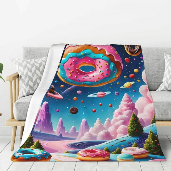 Disketp Colorful Donut Cozy Flannel Fleece Throw Blanket: Has a velvety texture for All Seasons - Perfect for Women, Men, & Kids"50"x40"