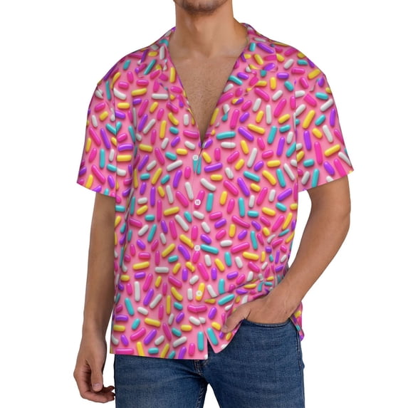 Disketp Colorful Donuts 1 Men's Hawaiian, Shirts Button Down Holiday Beach Shirts-{sizeName}-XX-Large