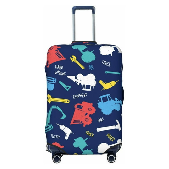 Disketp Colorful Excavator Elastic Travel Luggage Cover Travel Suitcase Protective Cover For Trunk Case Apply To 18''-32'' Suitcase Cover (Luggage not included)-Large