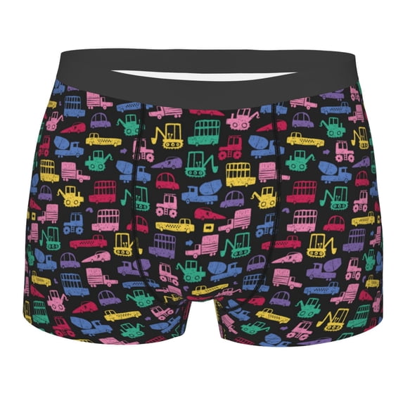 Disketp Colorful Excavator Men's Boxer Briefs,Soft and Breathable Cotton Underwear with ComfortFlex Waistband