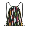 thumbnail image 1 of Disketp Colorful Fishing Lures Drawstring Backpack Drawstring Gym Bags Draw String Bags for Sports, Gym, Travel, Swimming, Beach-Small, 1 of 6