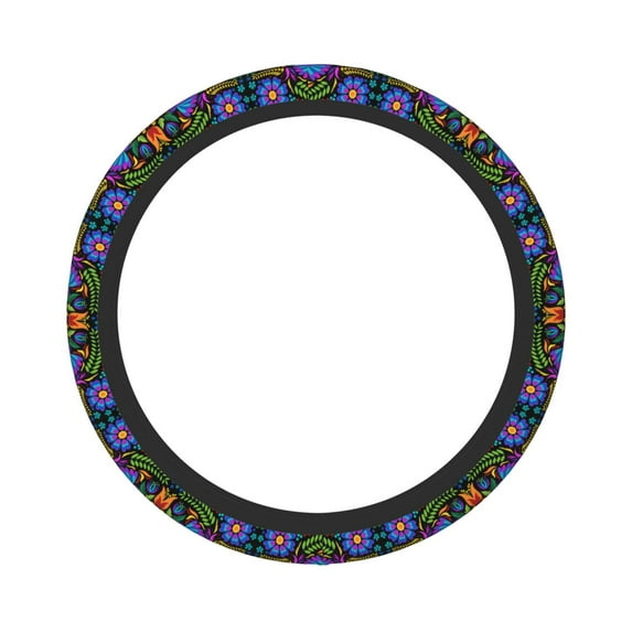 Disketp Colorful Floral Elastic Microfiber Steering Wheel Cover for Truck,SUV,Cars,Universal 15 inch,Anti-Slip